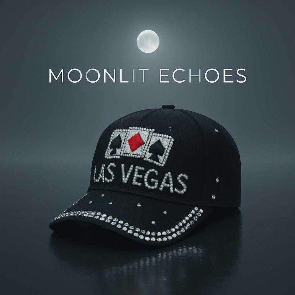 Trendy Black Baseball Cap with Rhinestone Poker   Las Vegas Black Rhinestone Cap